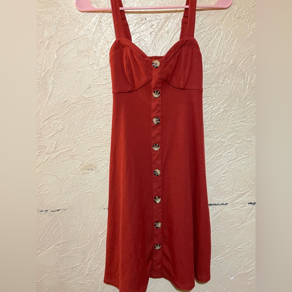 Burnt orange reddish colored mini dress
